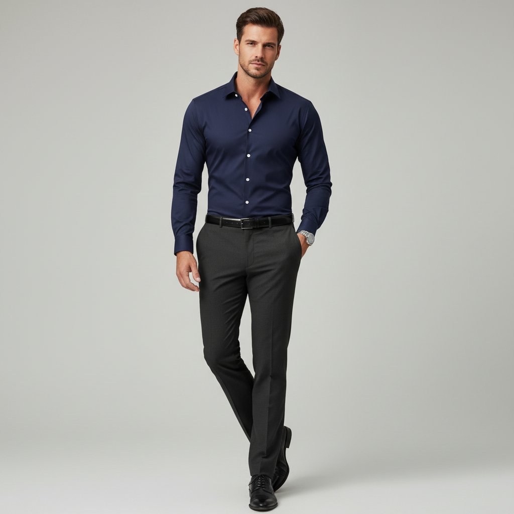 Gentlefit Men's Slim Fit Button Down Shirt | Long Sleeve