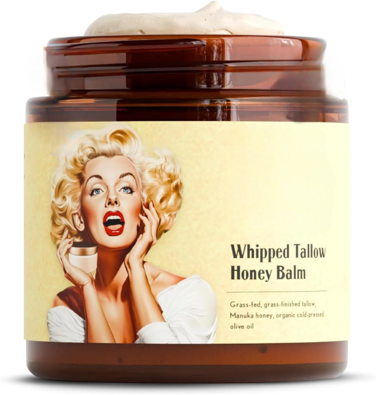 Whipped Beef Tallow and Honey Balm for Face, Lips, Body & Dry Skin