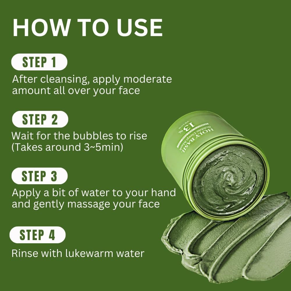 Holy Basil Bubble Deep Mask Pore Cleanser & Clay Pack, 90g