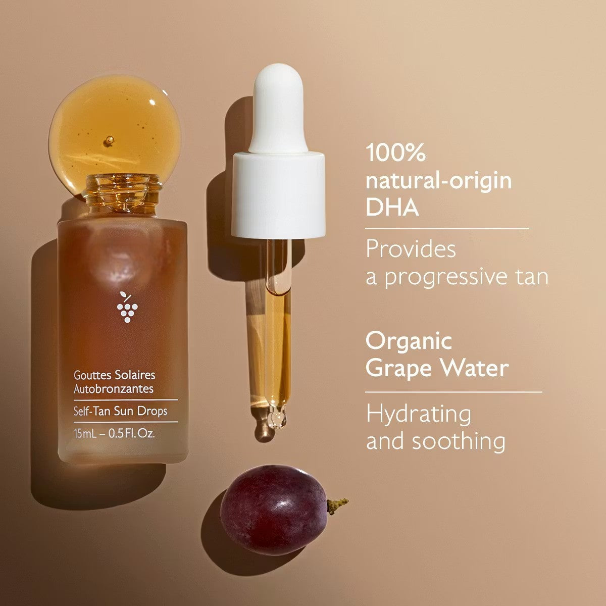 Self-Tan Sun Drops with Organic Grape Water for a Buildable Sun-Kissed Glow