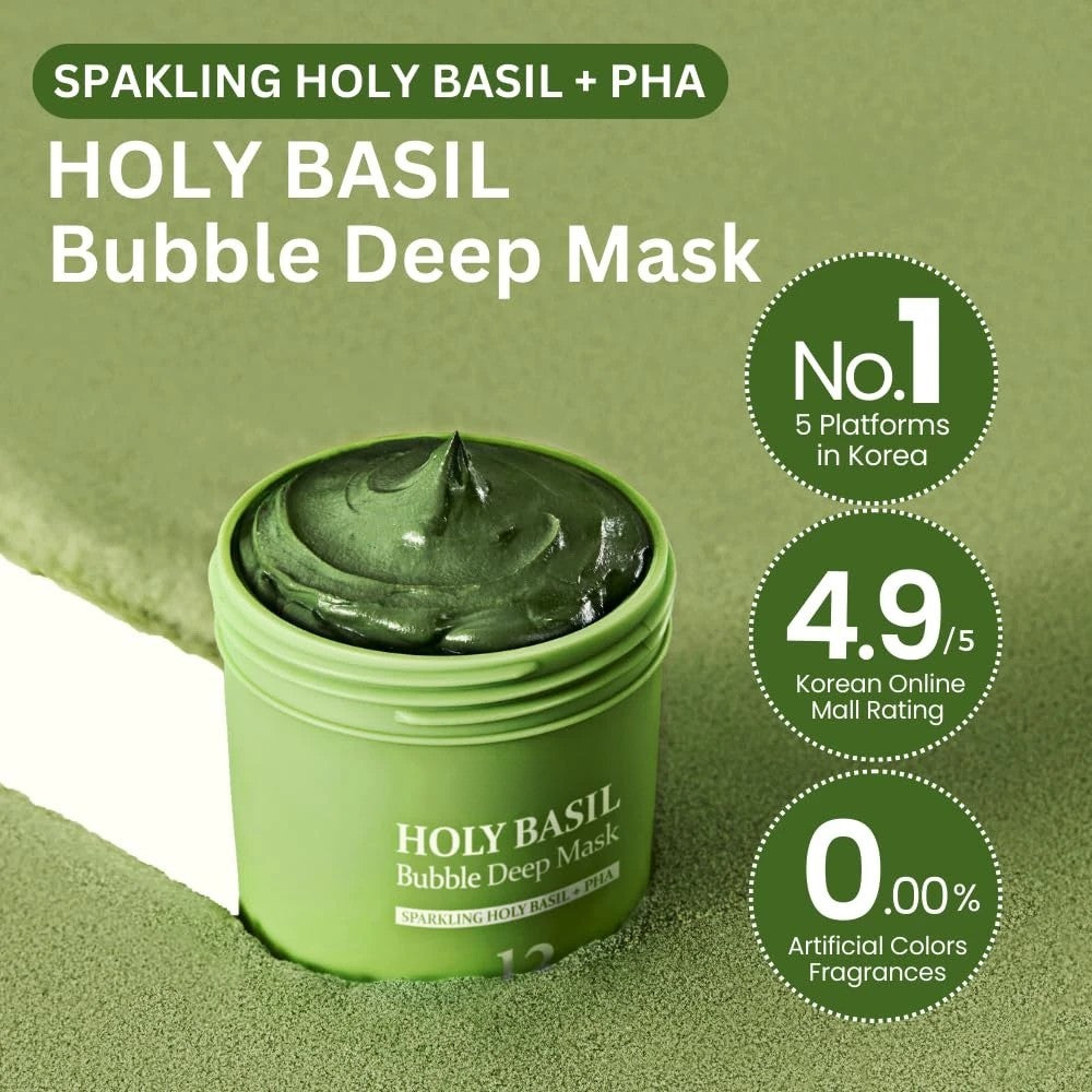 Holy Basil Bubble Deep Mask Pore Cleanser & Clay Pack, 90g