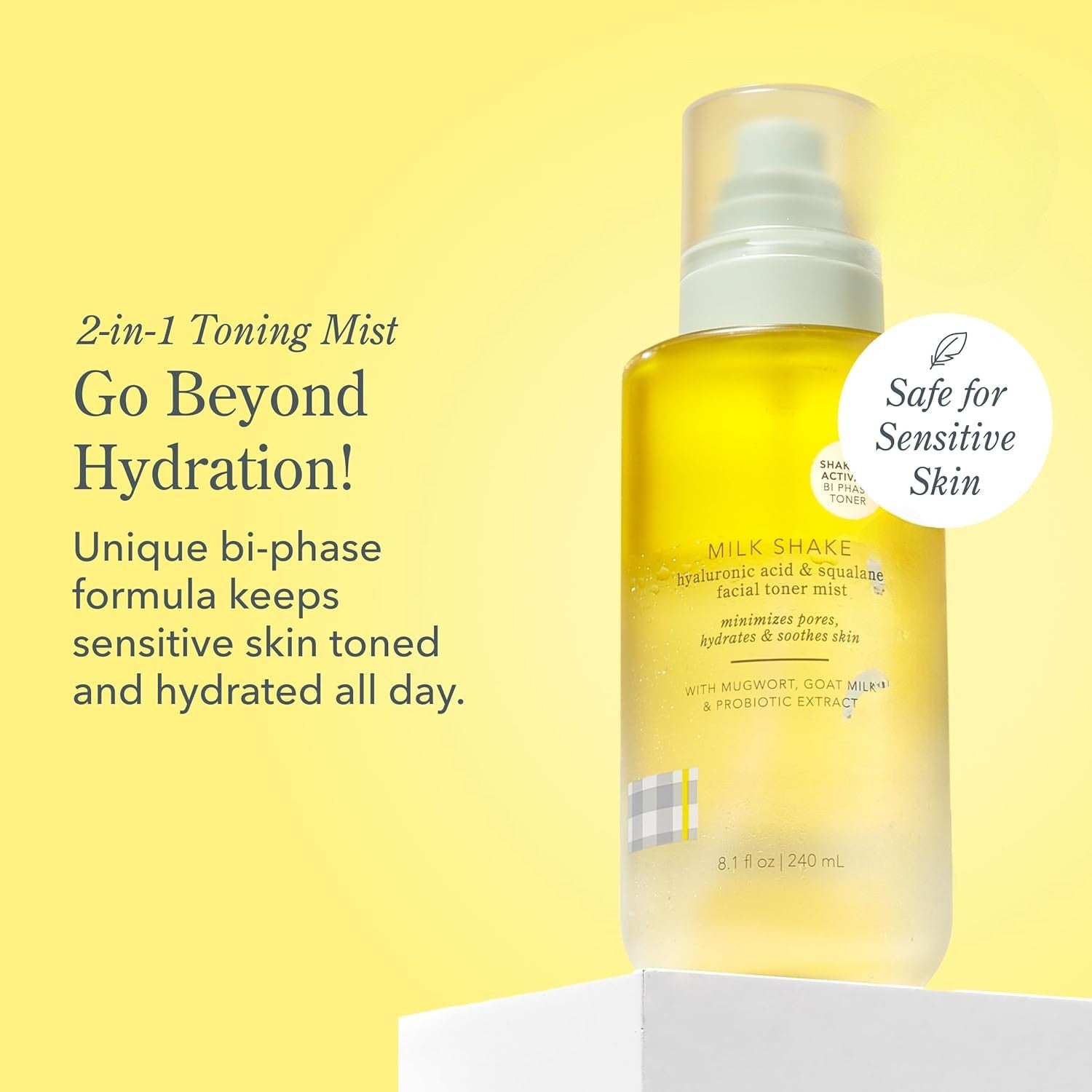 Milk Shake Hyaluronic Acid & Squalane Facial Toner Mist for Hydration & Sensitive Skin