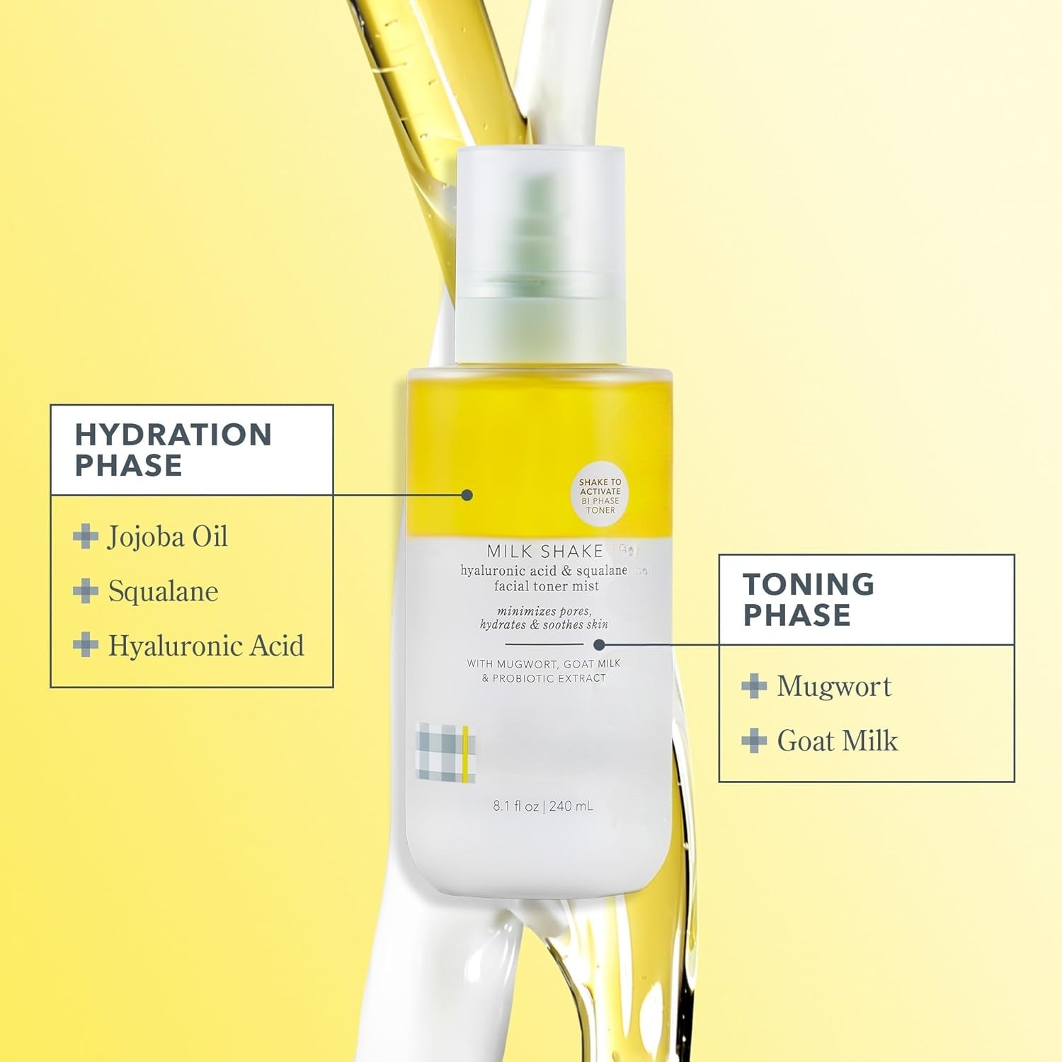 Milk Shake Hyaluronic Acid & Squalane Facial Toner Mist for Hydration & Sensitive Skin