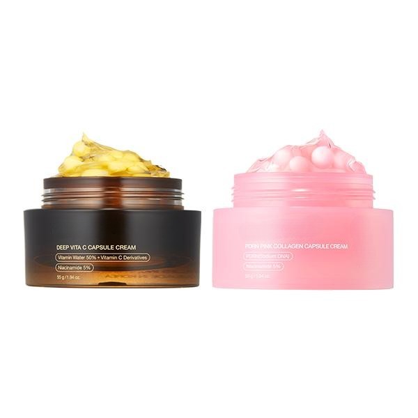 Mix & Match Boba Capsule Cream Set — Korean Skincare with Niacinamide & Peptides