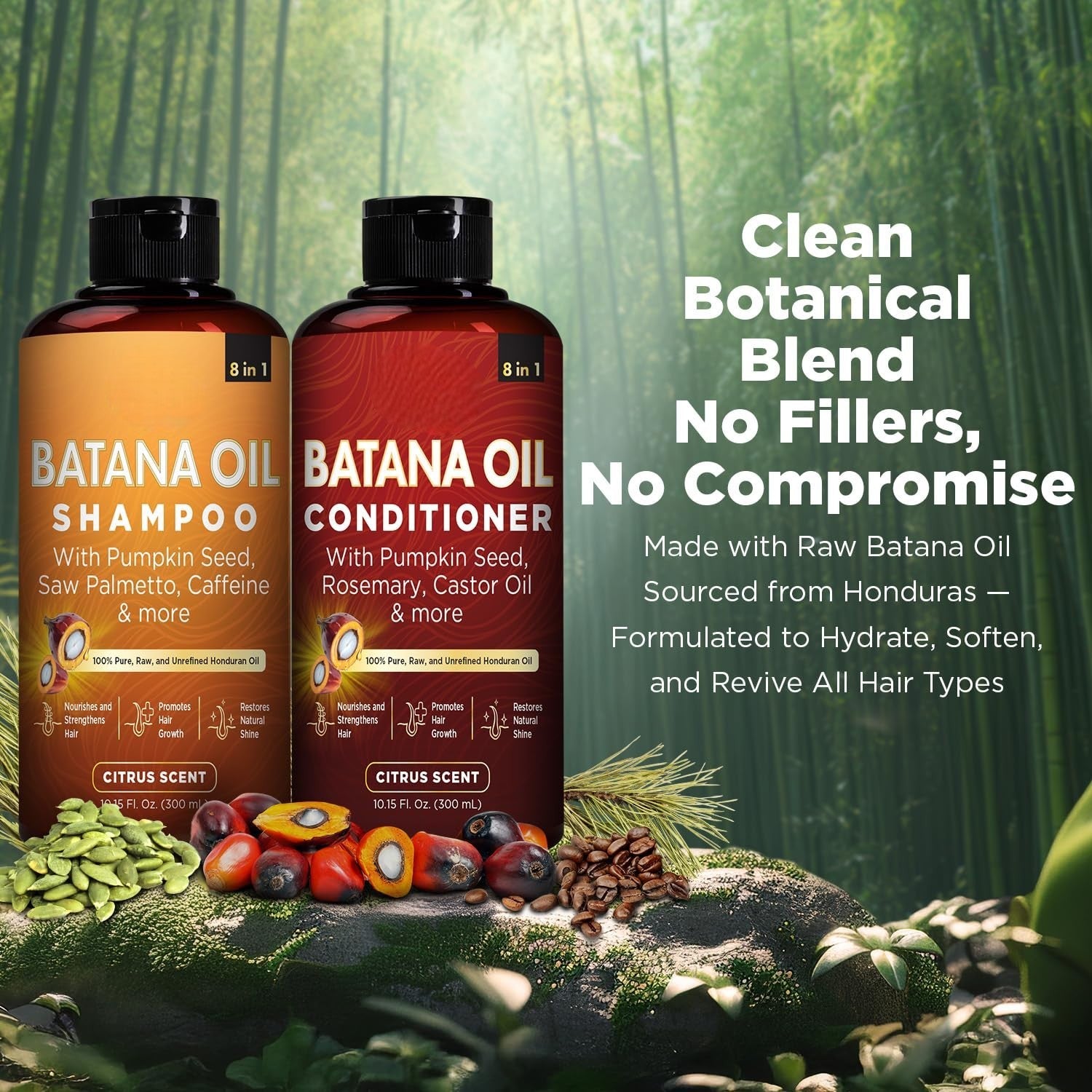 Batana Oil Shampoo & Conditioner Bundle with Biotin, Rosemary & Caffeine