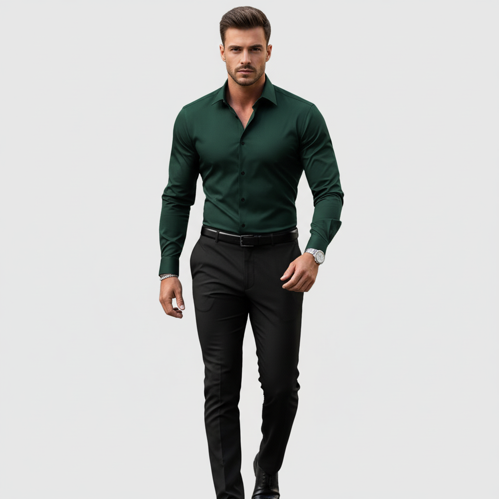 Gentlefit Men's Slim Fit Button Down Shirt | Long Sleeve