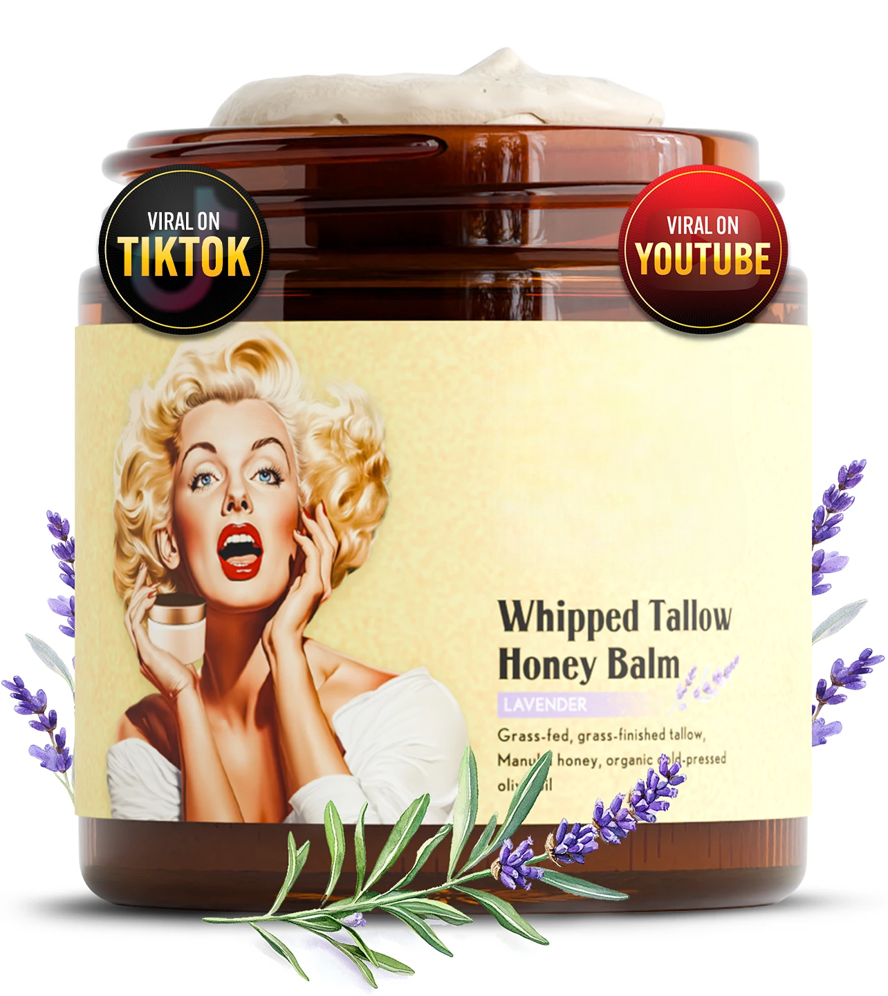 Whipped Beef Tallow and Honey Balm for Face, Lips, Body & Dry Skin