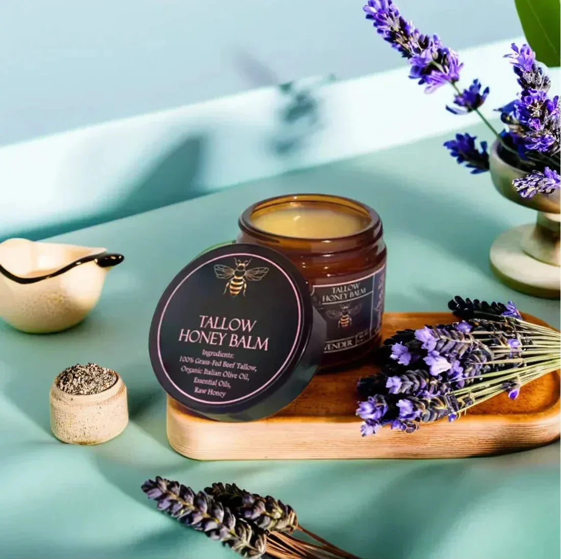 Organic Tallow Honey Balm — Grass-Fed Beef Tallow, Olive Oil & Raw Honey — All Skin Types