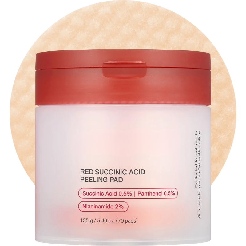 Red Succinic Acid Panthenol Pads for Acne-Prone Skin with Brightening and Soothing Care