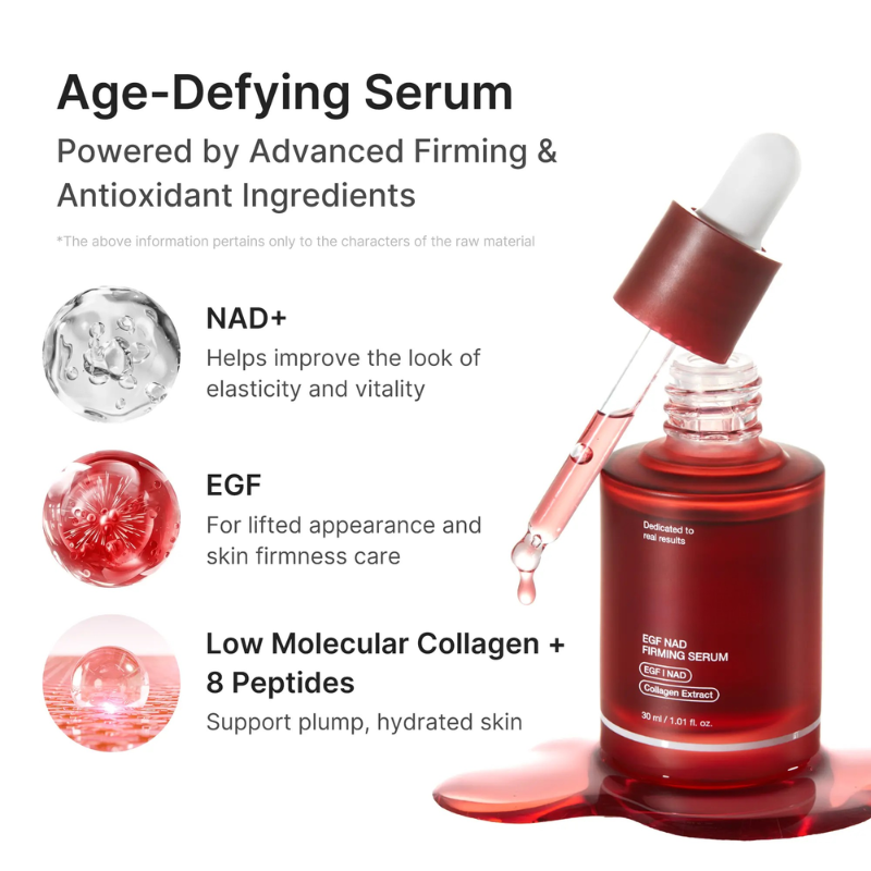 EGF & NAD+ Firming Serum Collagen Extract & Peptides for Anti-Aging Korean Skincare, 30mL