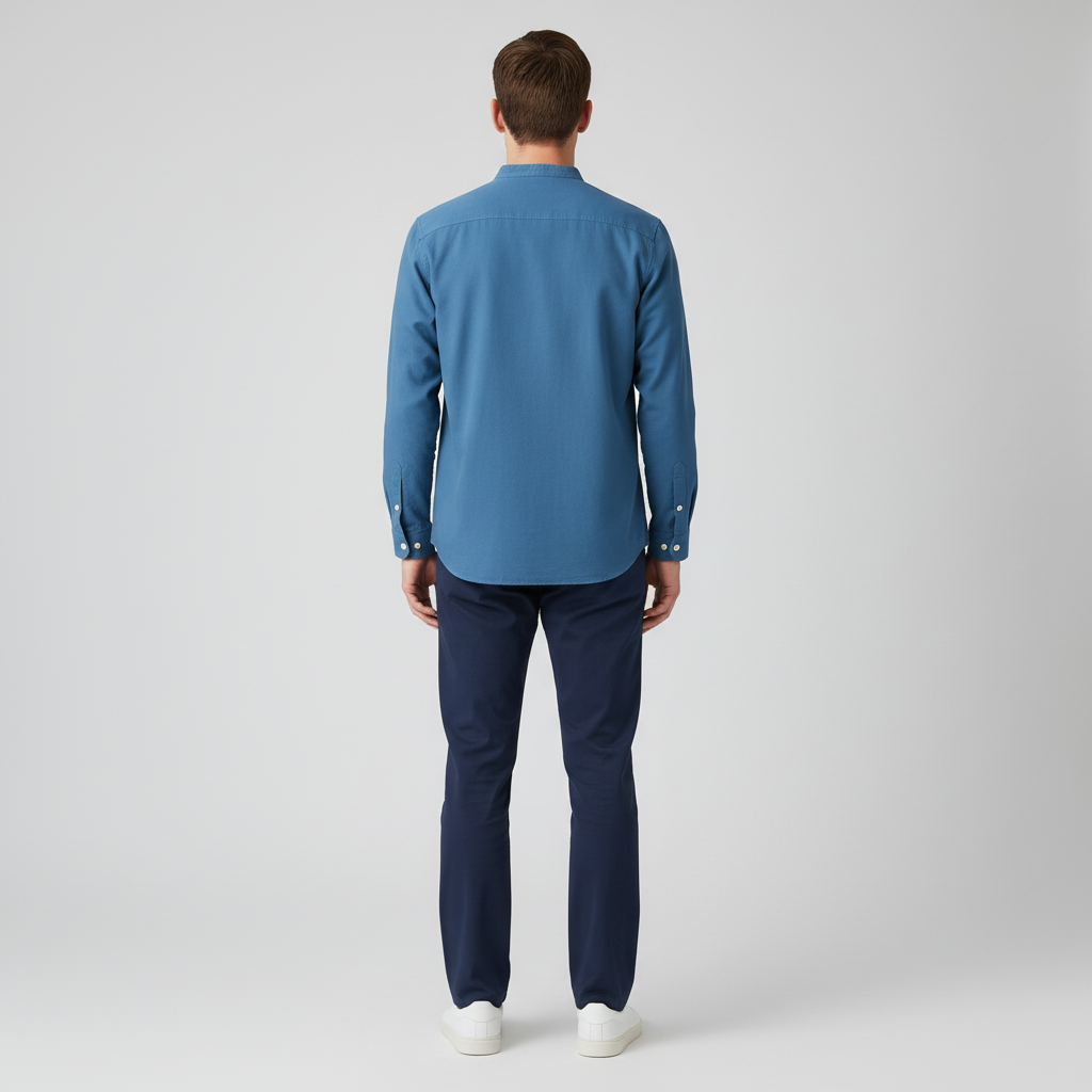 Breezy Men’s Collarless Button Up Shirt | Long Sleeve