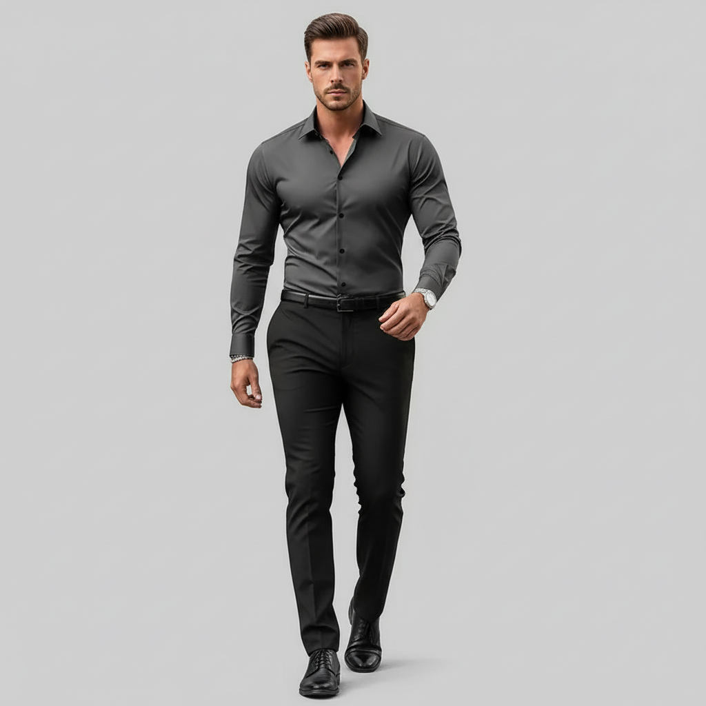 Gentlefit Men's Slim Fit Button Down Shirt | Long Sleeve