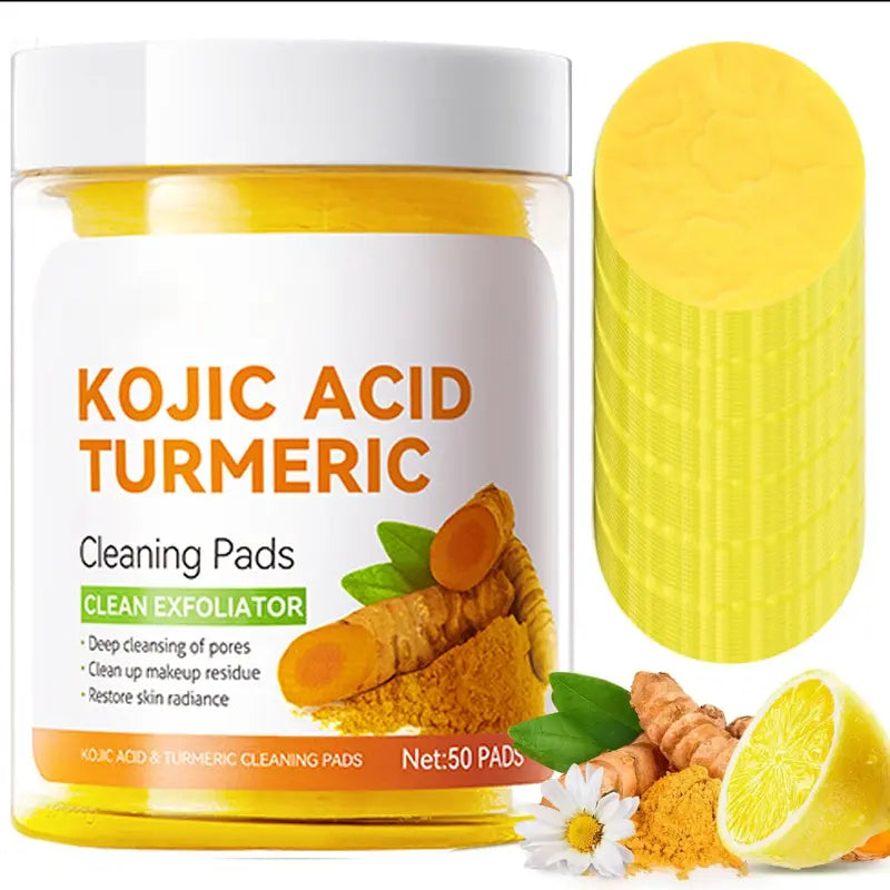 Kojic Acid Turmeric Cleansing Pads for Exfoliating Acne, Dark Spots and Hyperpigmentation
