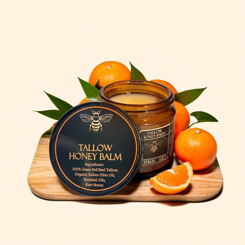 Organic Tallow Honey Balm — Grass-Fed Beef Tallow, Olive Oil & Raw Honey — All Skin Types