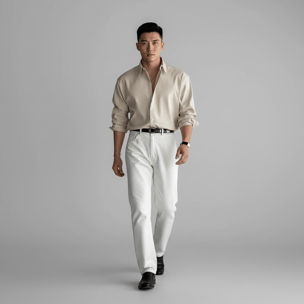 Lorven Men’s Striped Button Up Shirt | Oversized