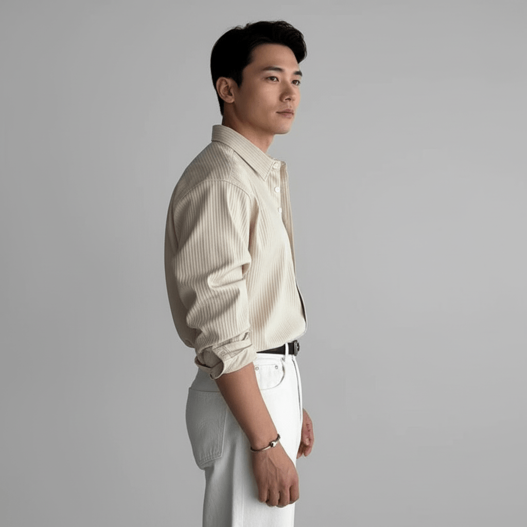 Lorven Men’s Striped Button Up Shirt | Oversized