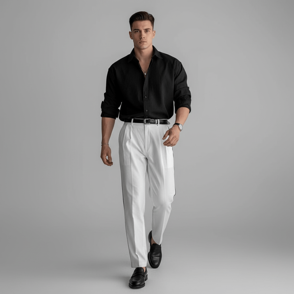 Lorven Men’s Striped Button Up Shirt | Oversized