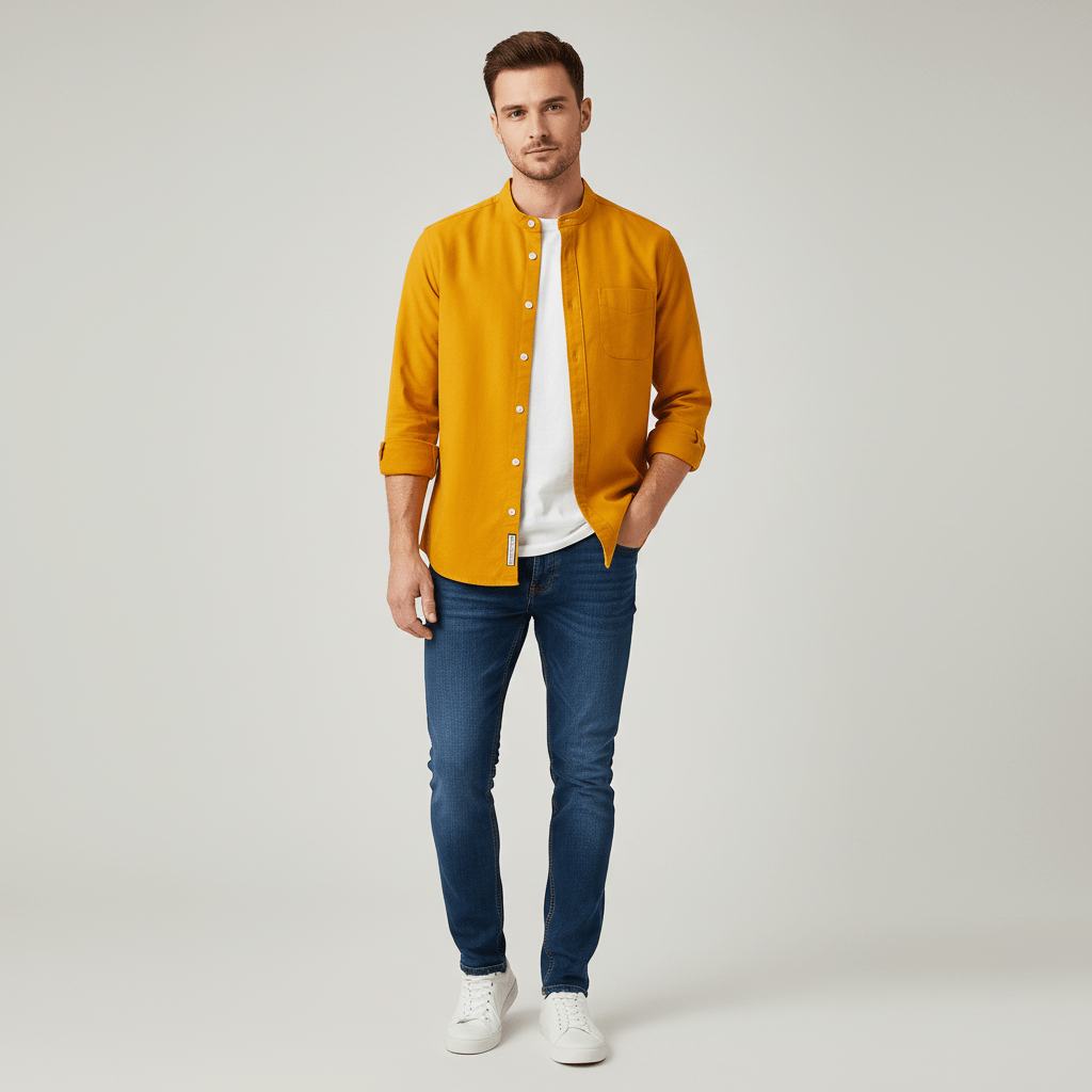 Takeshi Band Collar Shirt