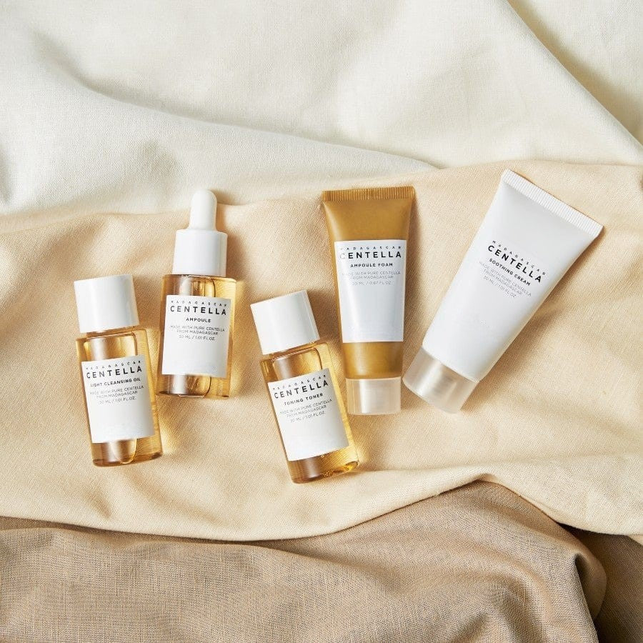 Madagascar Centella Travel Kit with Ampoule, Toner, Cleanser & Soothing Cream